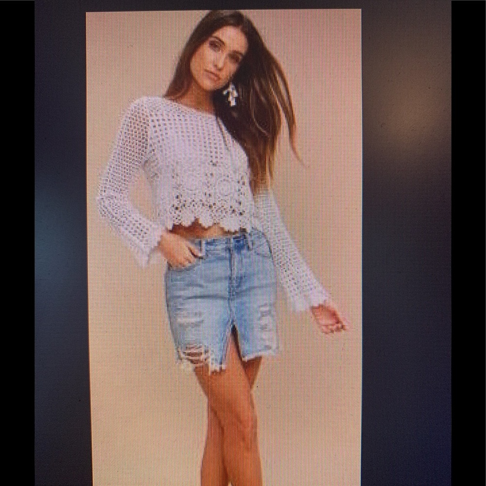 NWT Free People Harvest Bell Distressed Jean Skirt